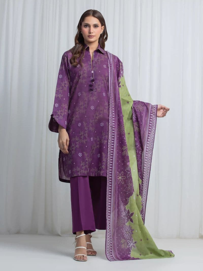 Printed Lawn Suit - EWU6A1-36861-3P thumbnail