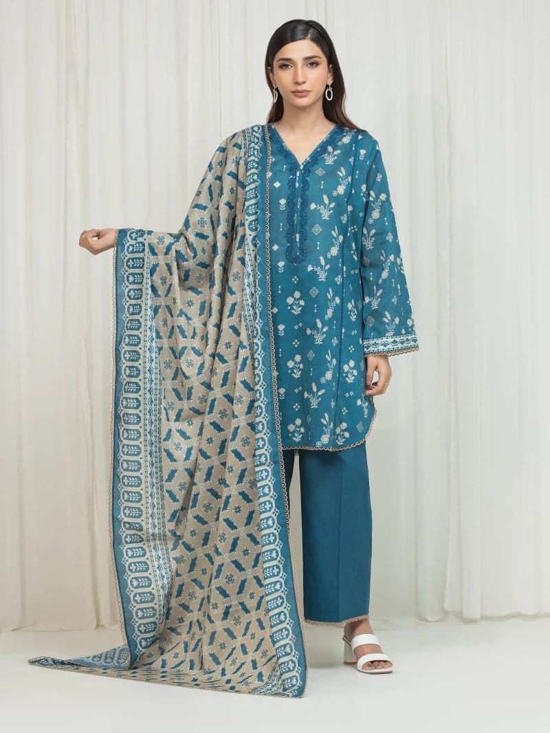 Printed Lawn Suit - EWU6A1-36673-3P thumbnail