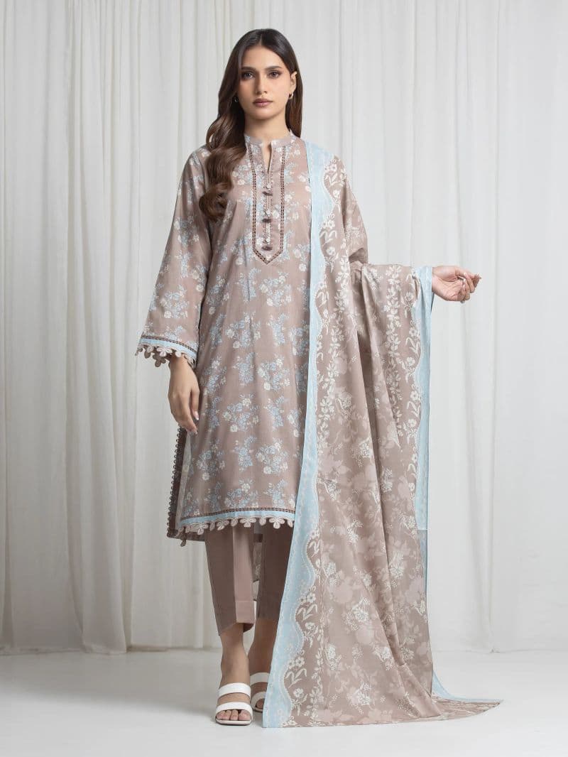 Printed Lawn Suit - EWU6A1-36719-3P thumbnail