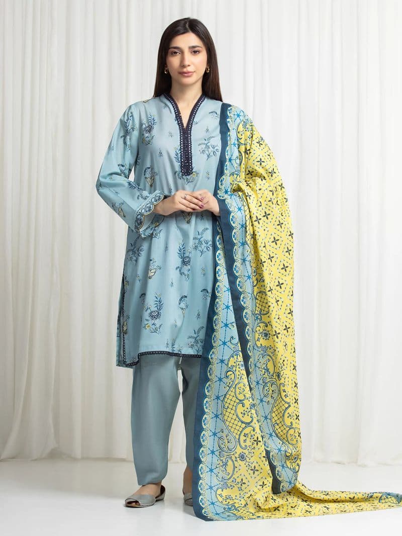 Printed Lawn Suit - EWU6A1-36708-3P thumbnail