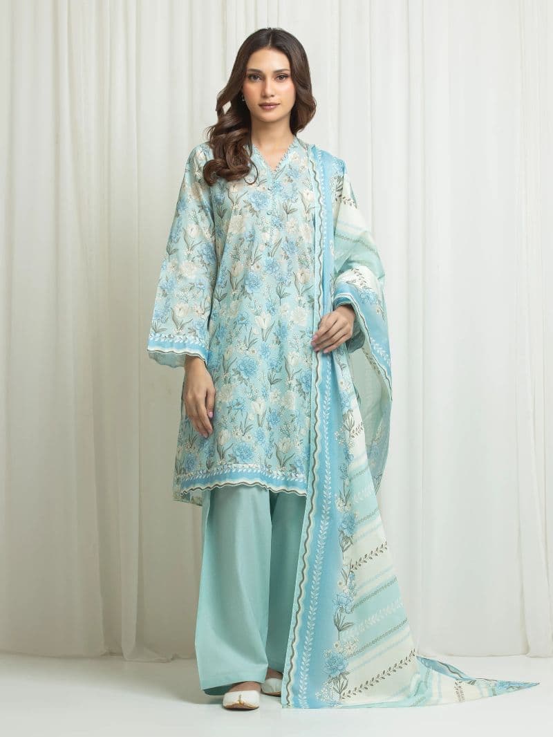 Printed Lawn Suit - EWU6A1-36634-3P thumbnail