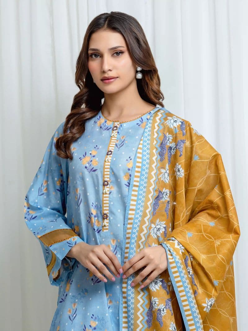 Printed Lawn Suit - EWU6A1-36695-3P thumbnail