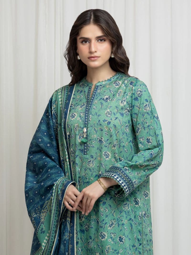 Printed Lawn Suit - EWU6A1-36626-3P thumbnail