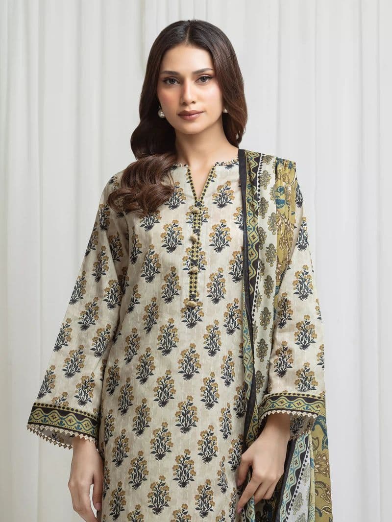 Printed Lawn Suit - EWU6A1-36693-3P thumbnail