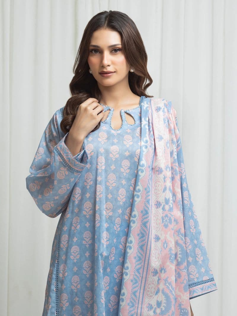 Printed Lawn Suit - EWU6A1-36655-3P thumbnail