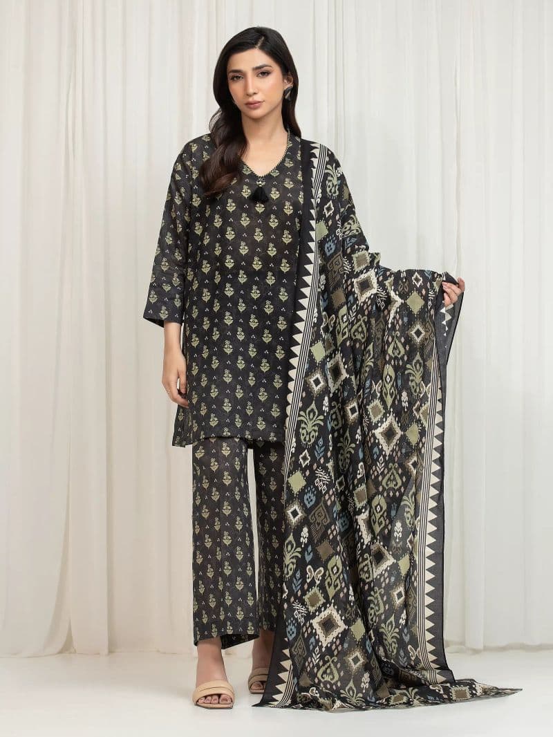 Printed Lawn Suit - EWU6A1-36752-3P thumbnail