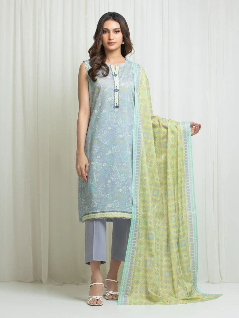 Printed Lawn Suit - EWU6A1-36705-3P thumbnail