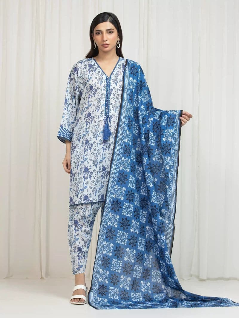 Printed Lawn Suit - EWU6A1-36755-3P thumbnail
