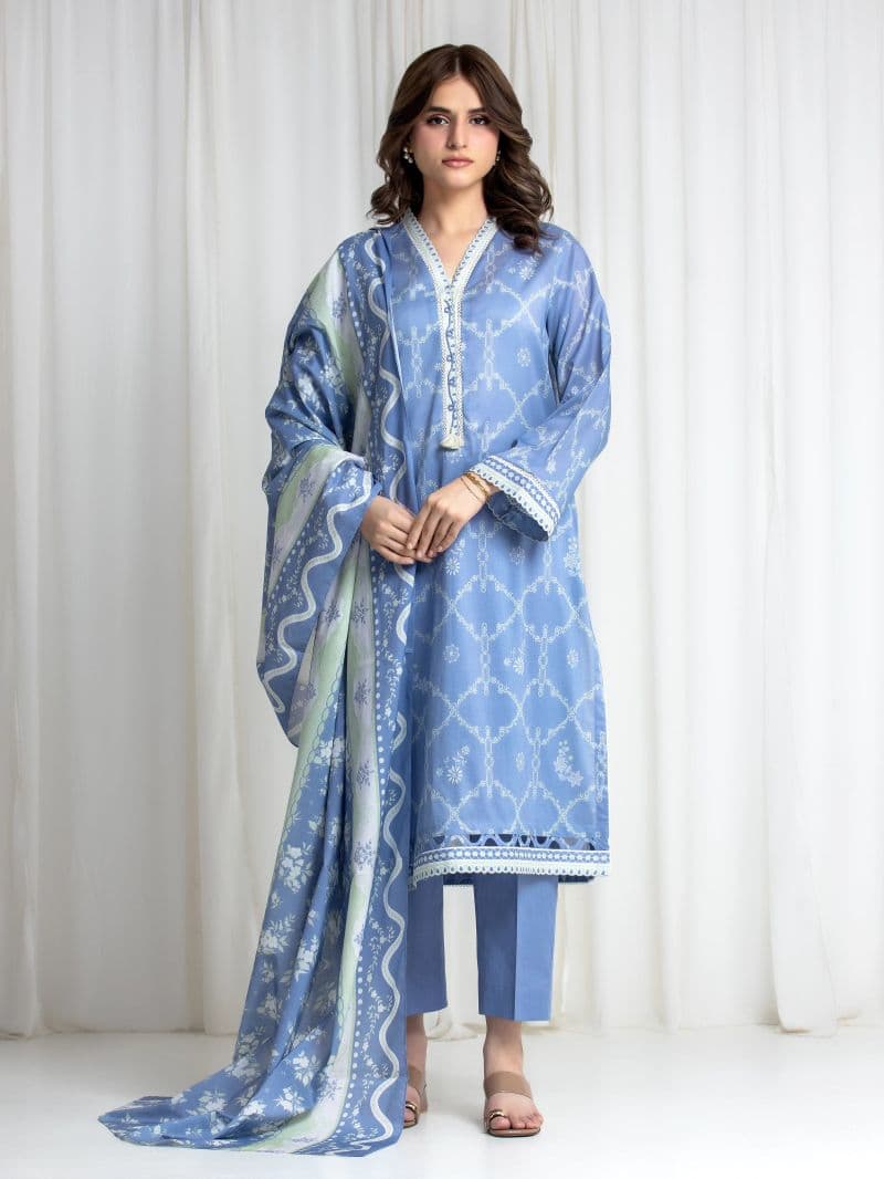 Printed Lawn Suit - EWU6A1-36731-3P thumbnail