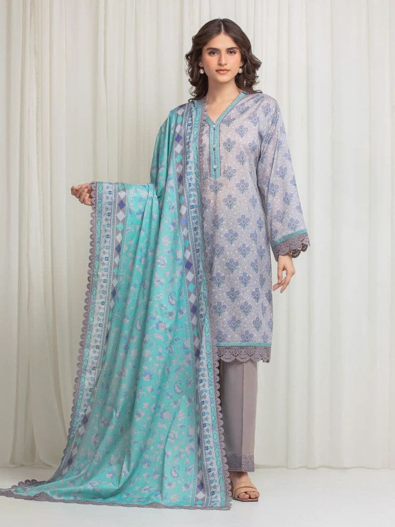 Printed Lawn Suit - EWU6A1-36610-3P thumbnail