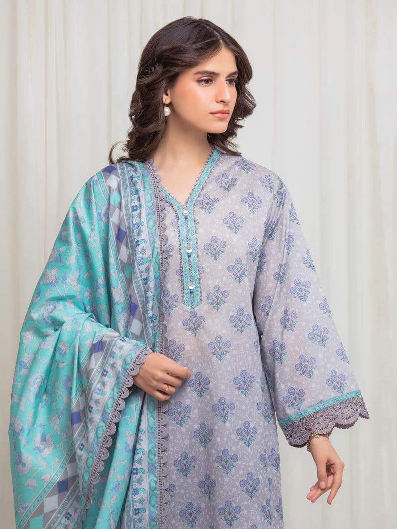 Printed Lawn Suit - EWU6A1-36610-3P thumbnail