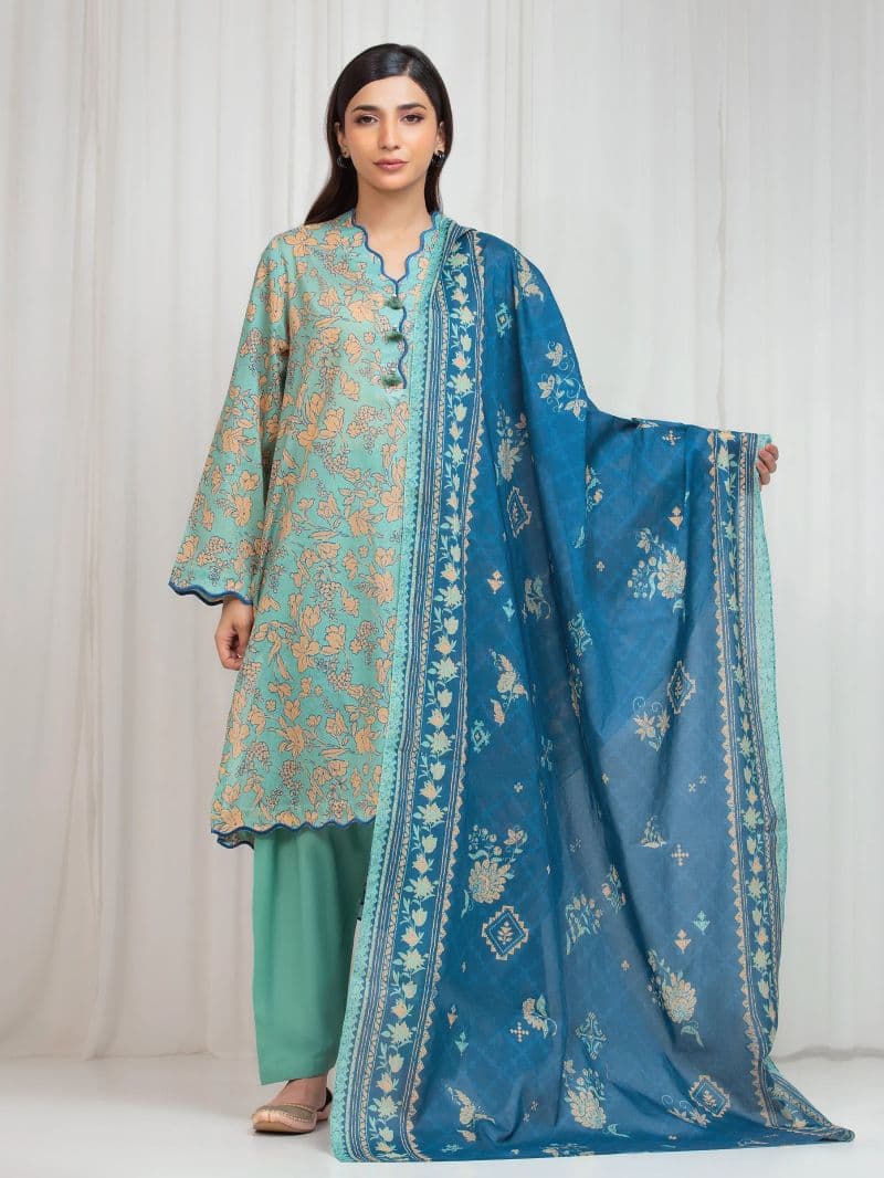 Printed Lawn Suit - EWU6A1-36654-3P thumbnail