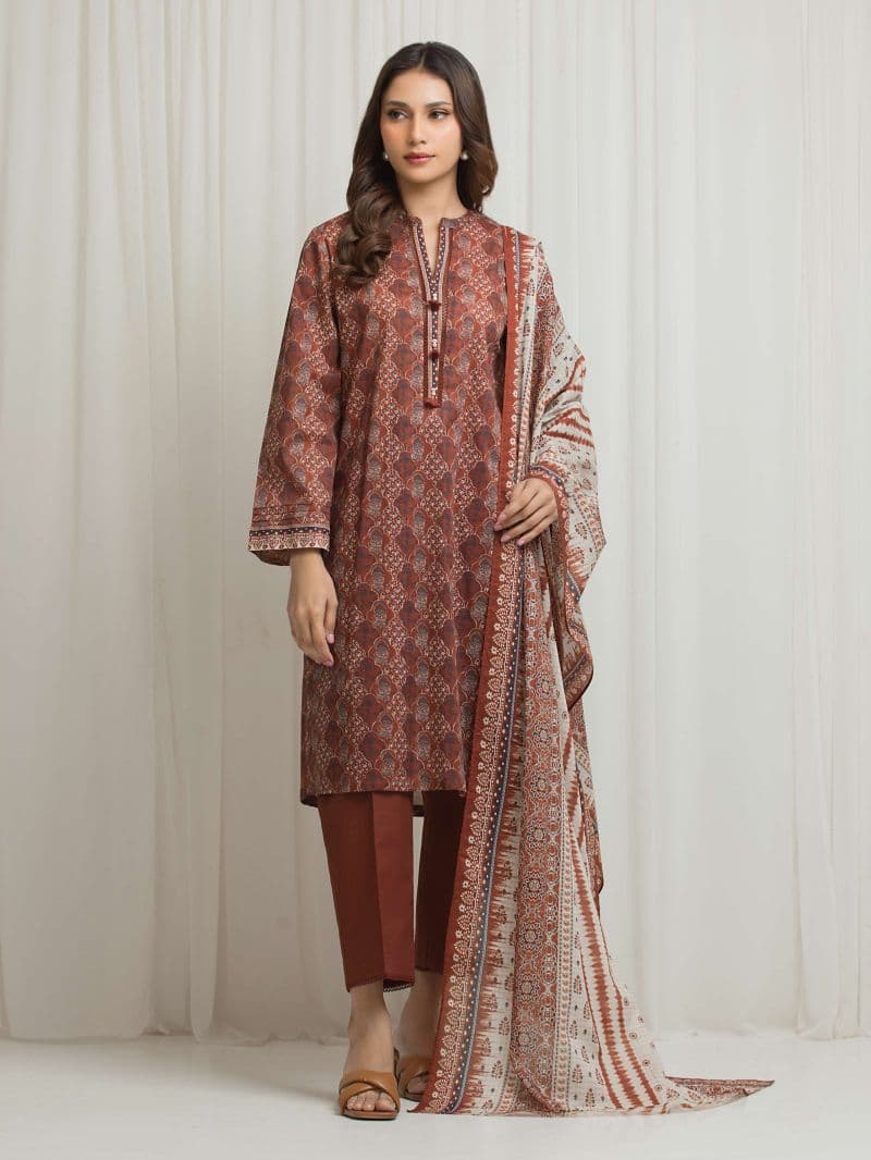 Printed Lawn Suit - EWU6A1-36659-3P thumbnail
