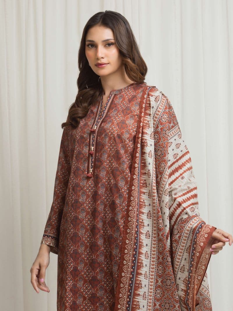 Printed Lawn Suit - EWU6A1-36659-3P thumbnail