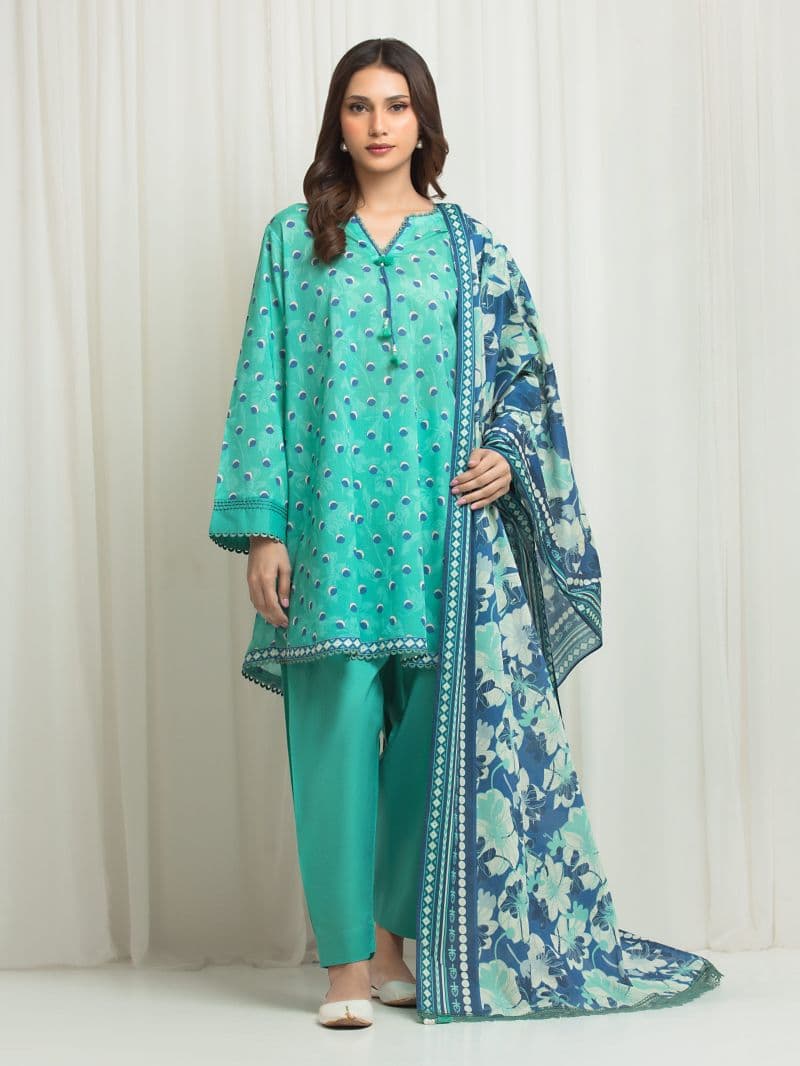 Printed Lawn Suit - EWU6A1-36652-3P thumbnail