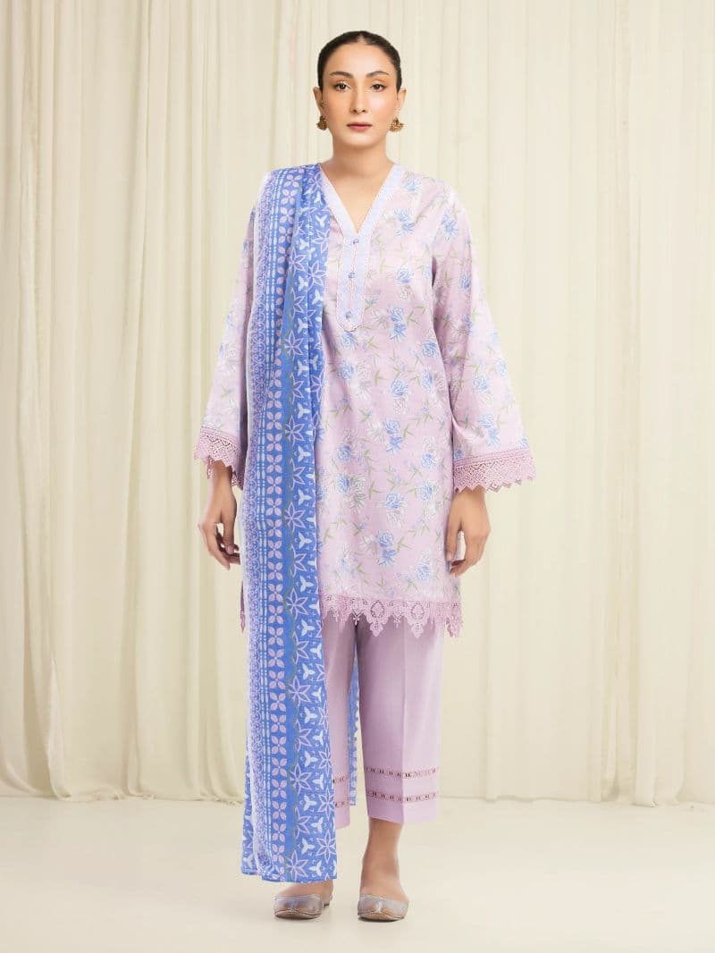 Printed Lawn Suit - EWU6A1-36697-3P thumbnail