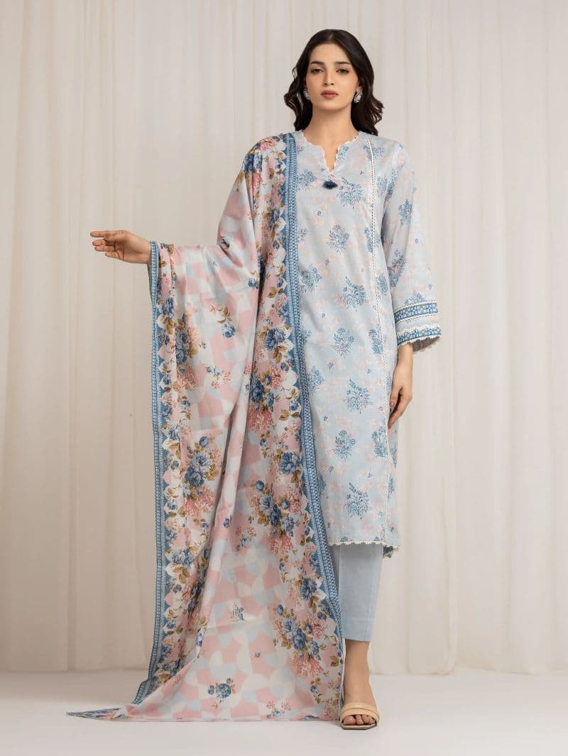 Printed Lawn Suit - EWU6A1-36572-3P thumbnail