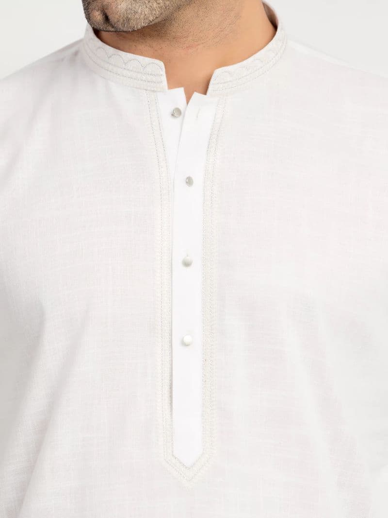 Embroidered Cotton Slub Kurta Pajama - EMTKPT6-103 thumbnail