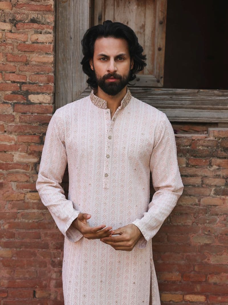Embroidered Textured Viscose Kurta Pajama - ECMTKP5-014