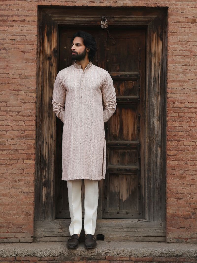 Embroidered Textured Viscose Kurta Pajama - ECMTKP5-014