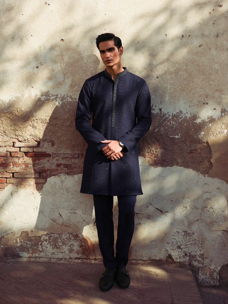 Embroidered Schiffli Kurta Pajama - ECMTKP5-004 thumbnail
