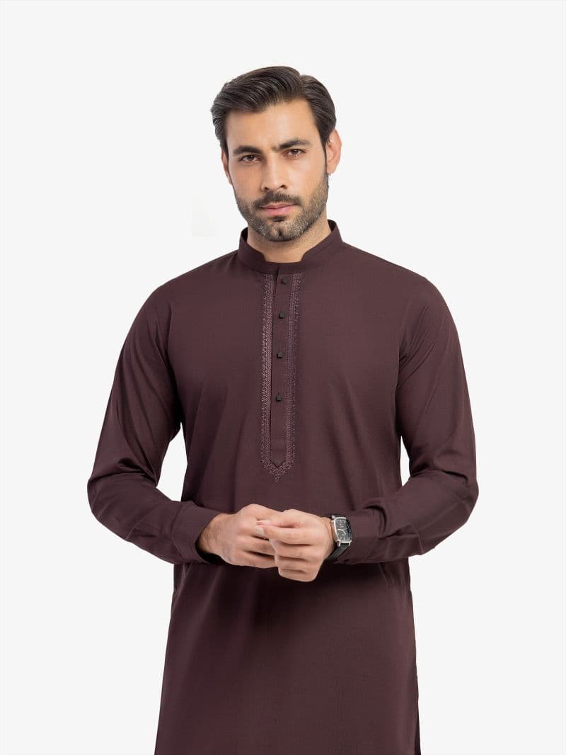 Embroidered Blended Kurta Pajama - EMTKPT5-086 thumbnail