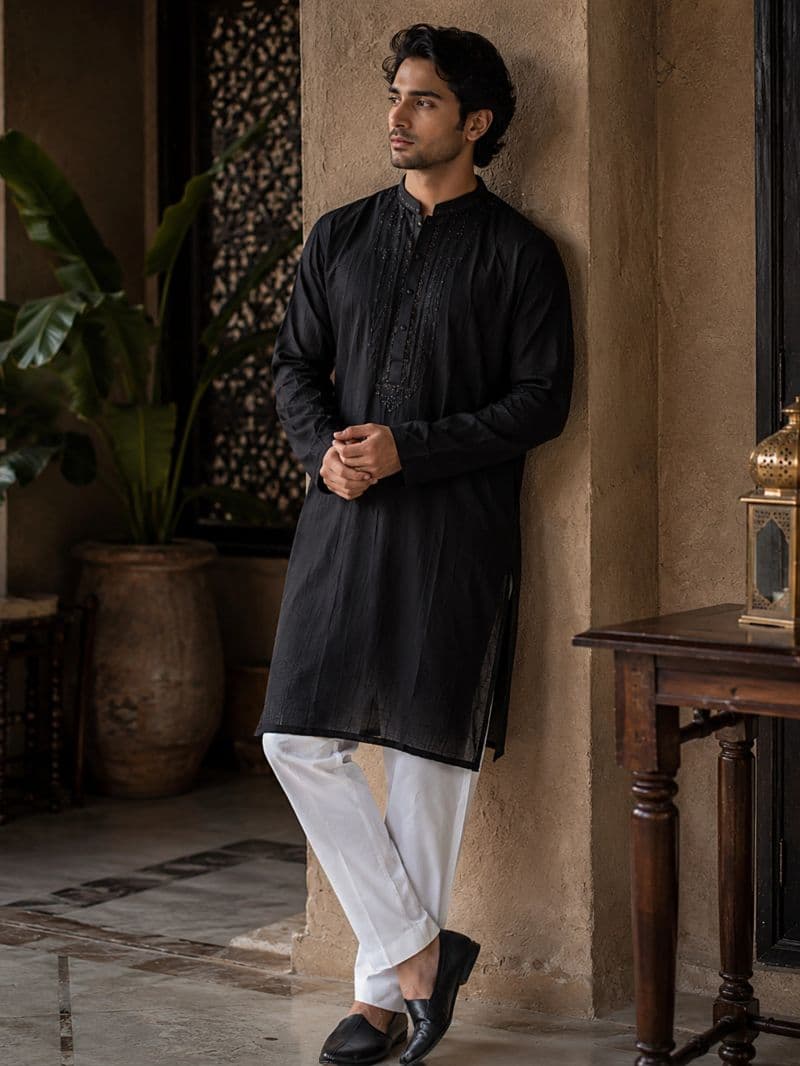 Embroidered Silk Kurta - EMTKC5-155 thumbnail