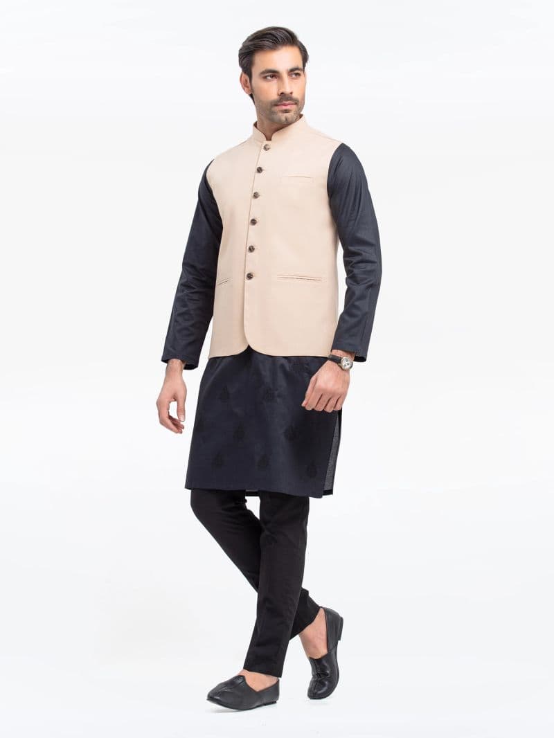Embroidered Cotton Waistcoat - EMTWC23-35842 thumbnail