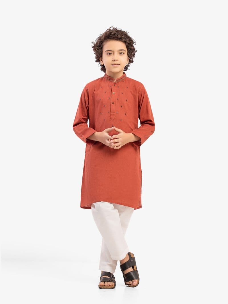 Embroidered Cotton Kurta - EBTKC5-031 thumbnail