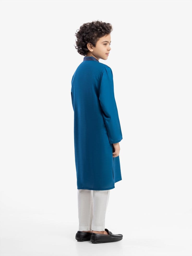 Embroidered Slub Linen Kurta - EBTK5-4058 thumbnail