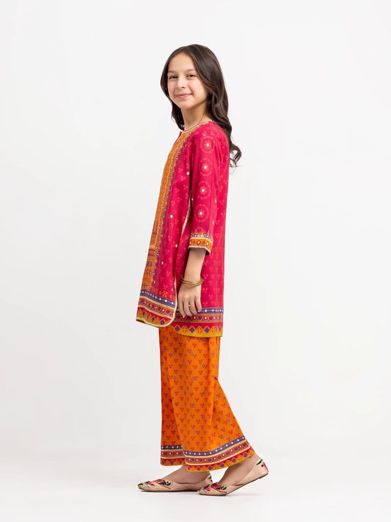 Printed Raw Silk Co-Ord Set - EGTKP6-74003ST