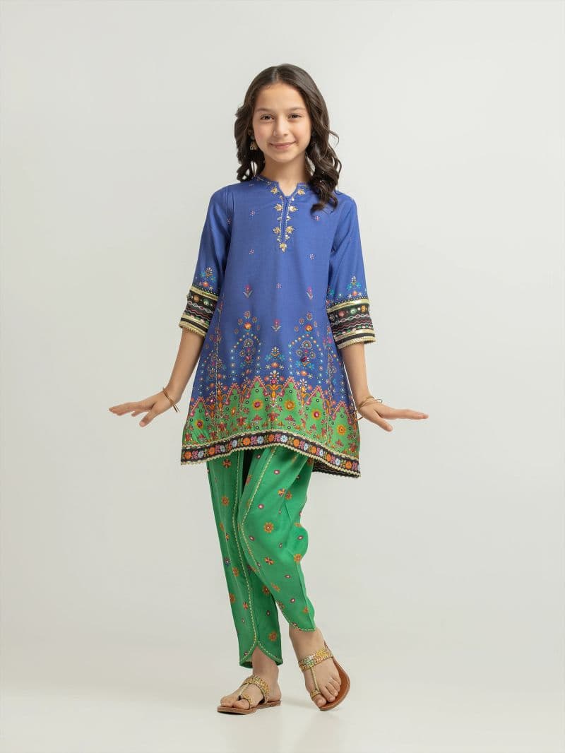 Printed Raw Silk Co-Ord Set - EGTKP6-74007ST