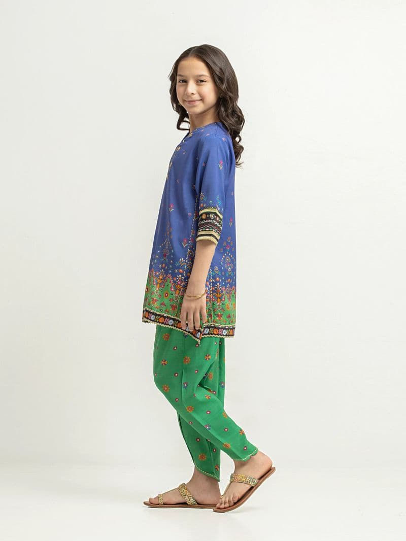 Printed Raw Silk Co-Ord Set - EGTKP6-74007ST