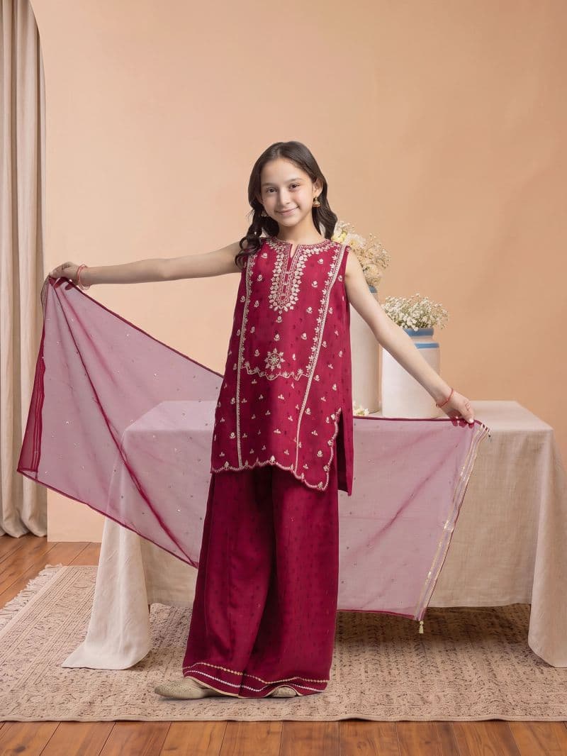 Embroidered Jacquard Suit - EGTPLED6-50104-3P thumbnail