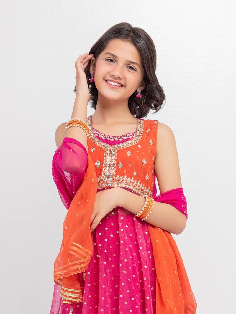 Embroidered Organza Suit - EGTPLED5-50061-3P thumbnail