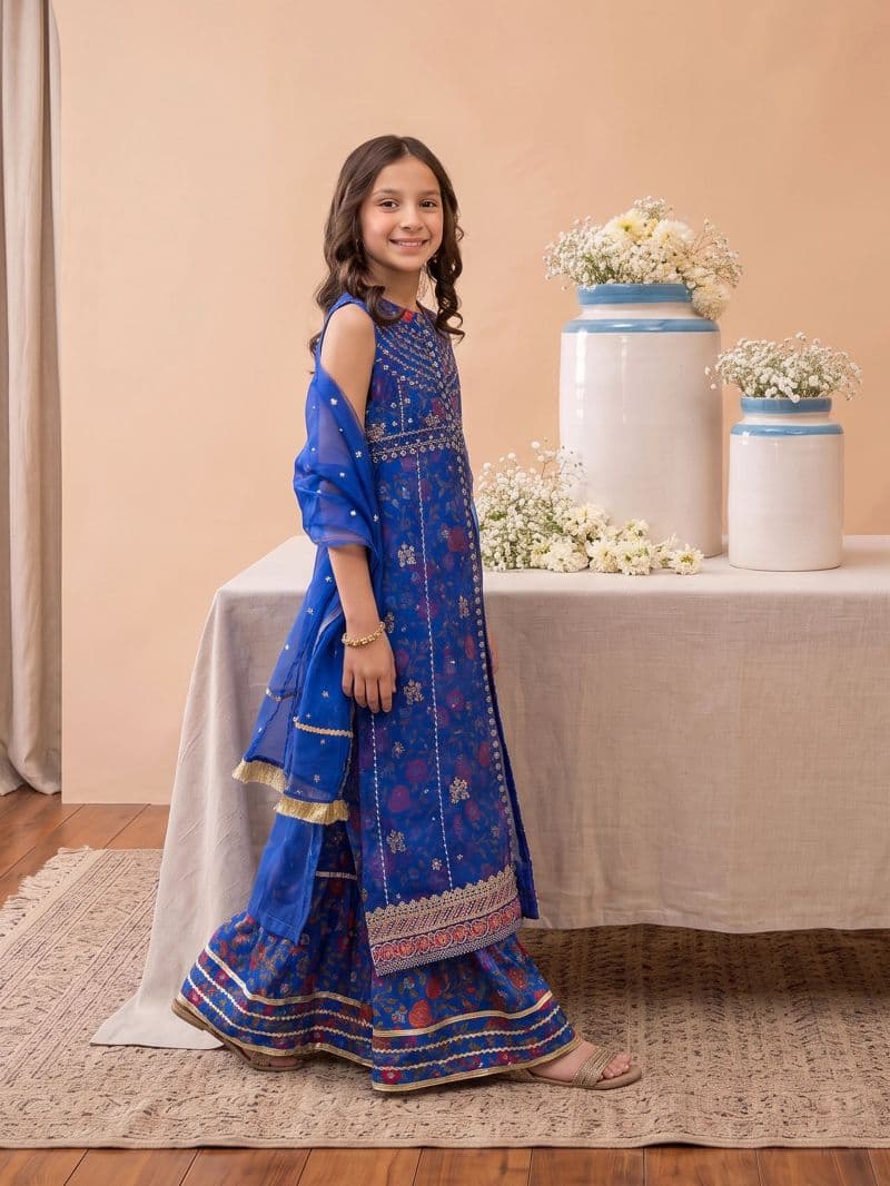 Block Print Raw Silk Shirt Dupatta - EGTPLEP5-50105SD thumbnail