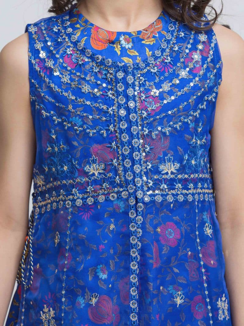 Block Print Raw Silk Shirt Dupatta - EGTPLEP5-50105SD thumbnail
