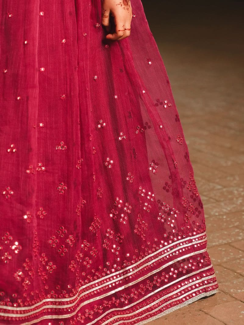 Embroidered Cotton Net Lehenga Suit - EGTPLED6-50115-3P