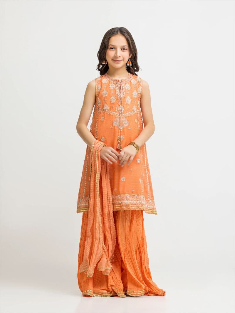 Embroidered Chanderi Gharara Suit - EGTPLED5-50092-3P thumbnail