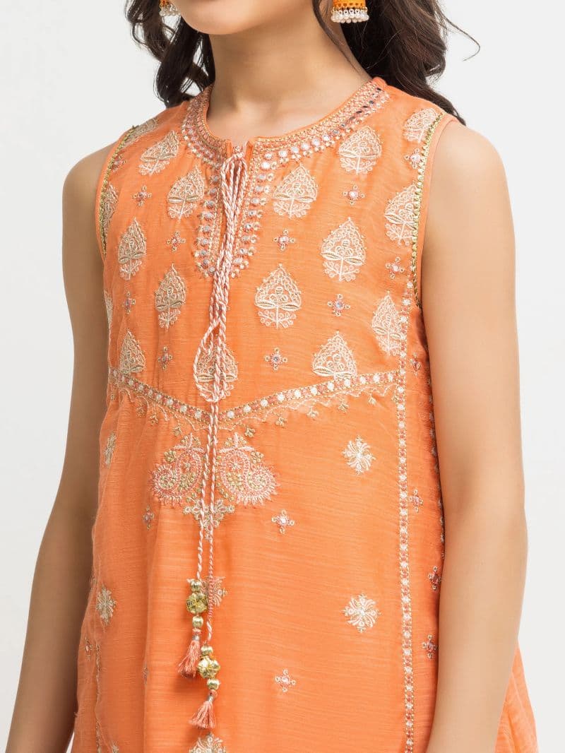 Embroidered Chanderi Gharara Suit - EGTPLED5-50092-3P thumbnail