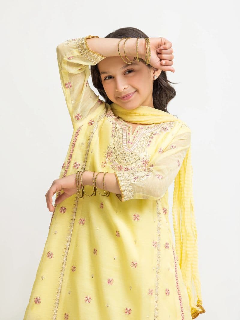 Embroidered Chanderi Gharara Suit - EGTPLED5-50089-3P thumbnail