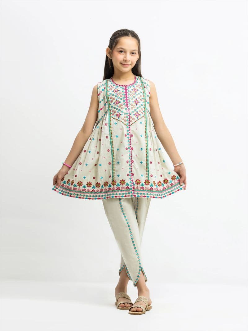 Embroidered Cambric Co-Ord Set - EGTKE5-73032ST