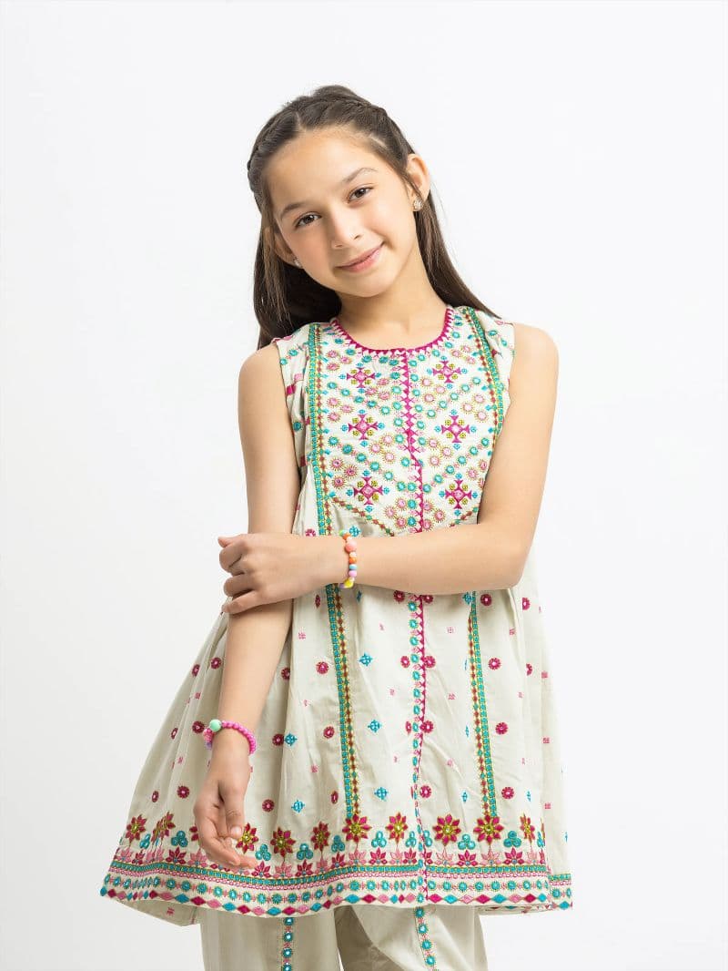 Embroidered Cambric Co-Ord Set - EGTKE5-73032ST