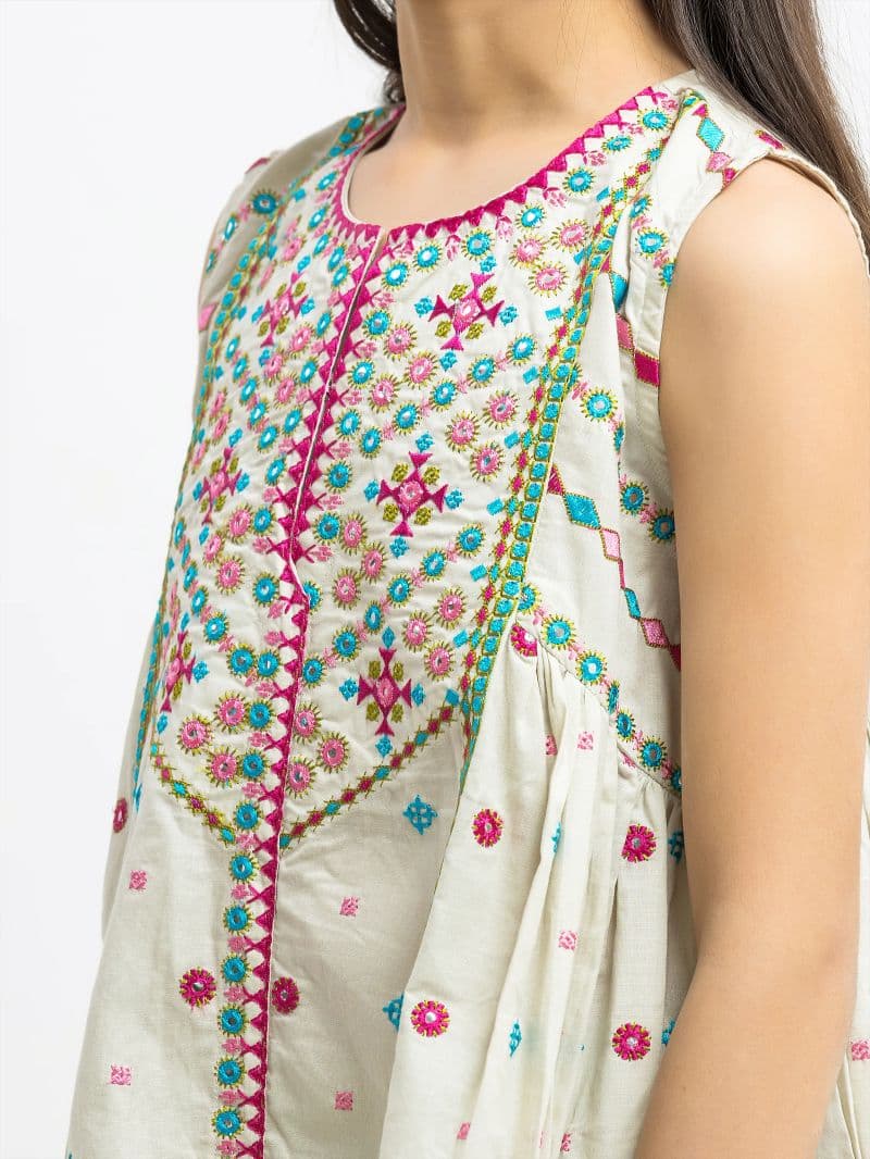 Embroidered Cambric Co-Ord Set - EGTKE5-73032ST