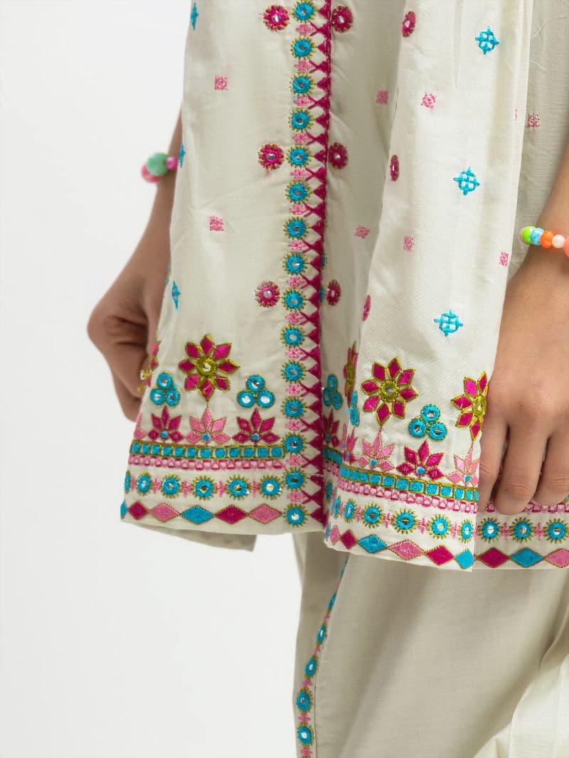 Embroidered Cambric Co-Ord Set - EGTKE5-73032ST