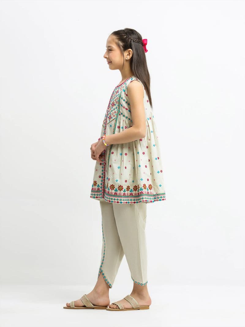 Embroidered Cambric Co-Ord Set - EGTKE5-73032ST