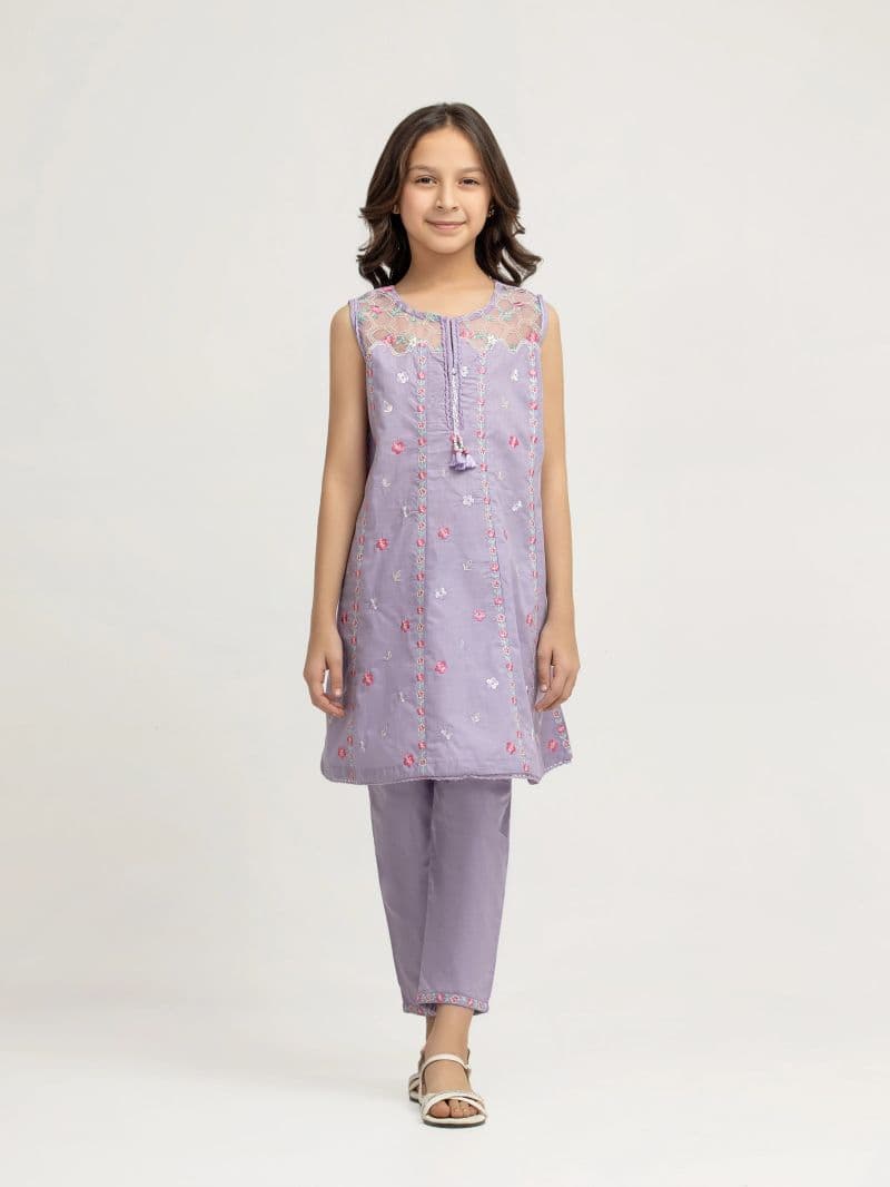 Embroidered Cambric Co-Ord Set - EGTKED5-73022ST