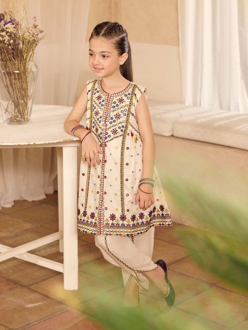 Embroidered Cambric Co-Ord Set - EGTKE5-71015ST