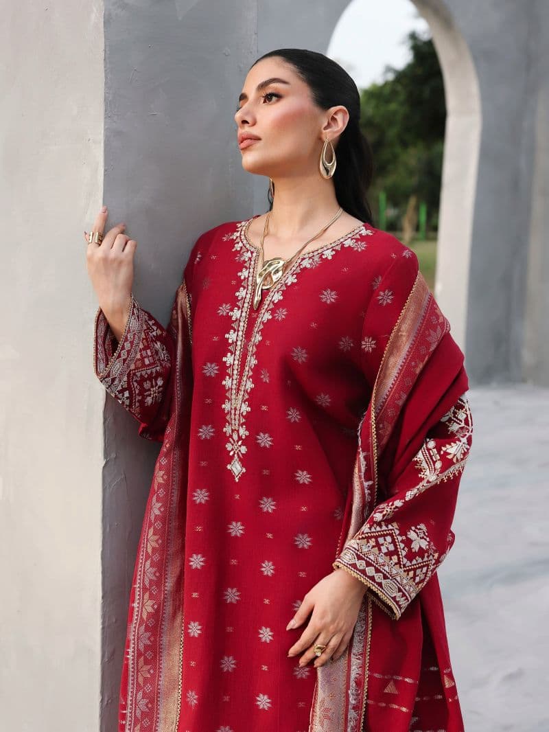 Embroidered Jacquard Suit - EWU6V3-33460-3P thumbnail