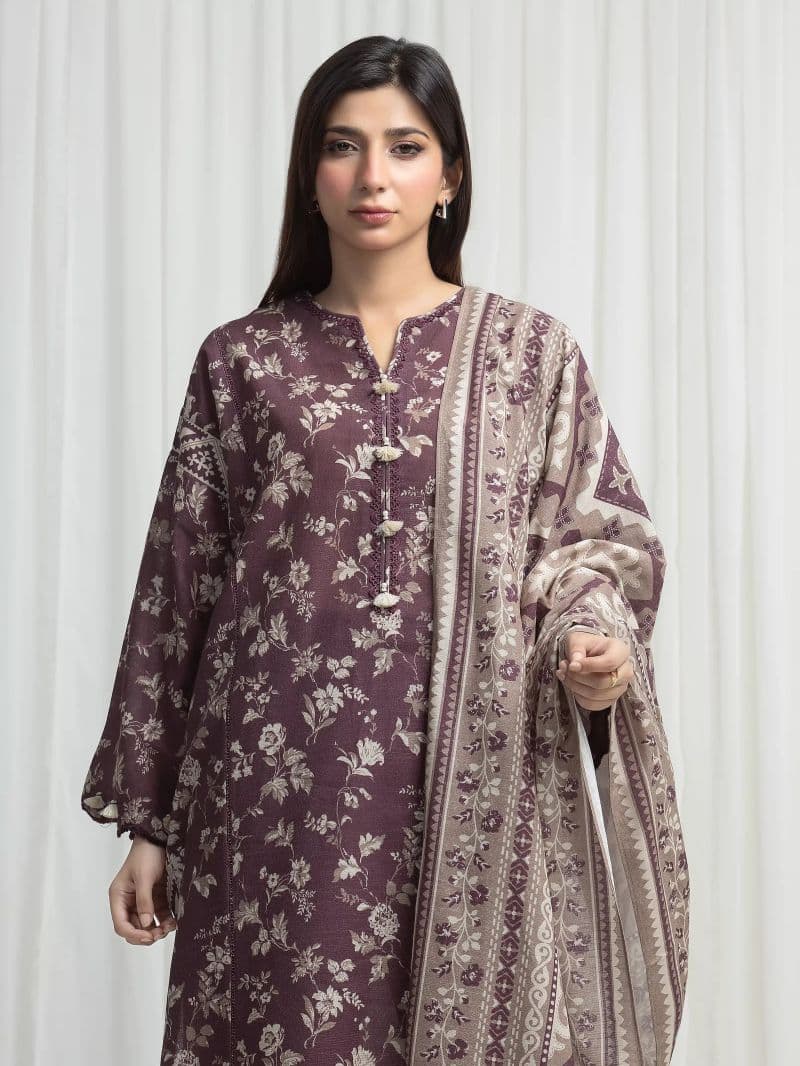 Printed Khaddar Suit - EWU6A3-37001-3P